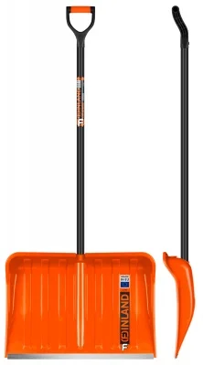Лопата снеговая пластиковая FINLAND ORANGE 550х385х1515 мм, деревянный черенок