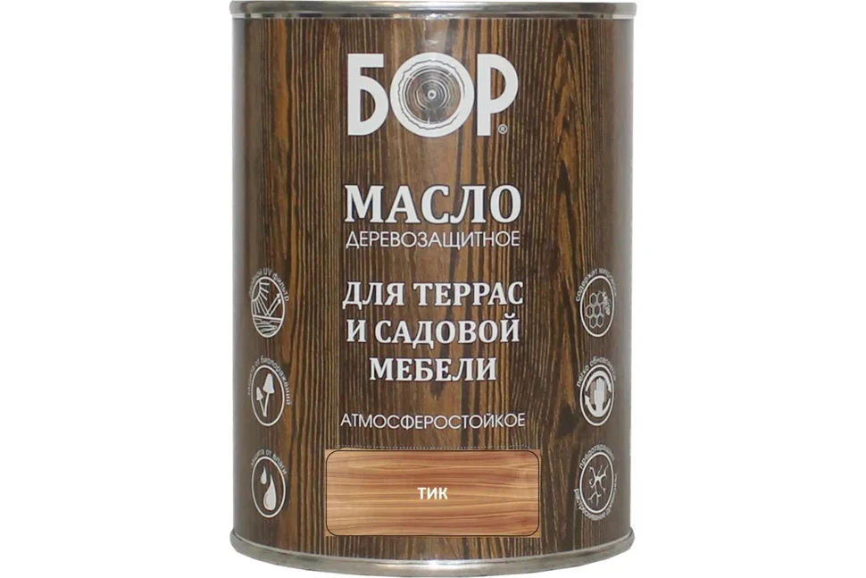 Масло для террас и садовой мебели Бор тик 1л