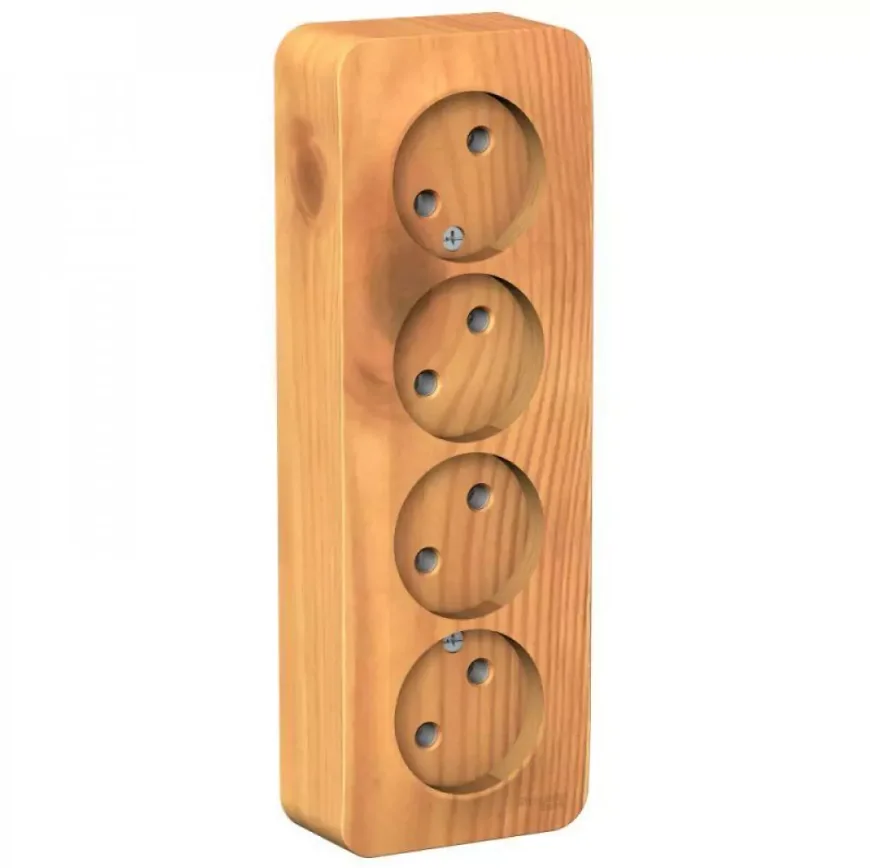 Розетка 4-м ОП Blanca 16А IP20 250В без заземления без защ. шторок с изолир. пластиной ясень SE BLNRA000415