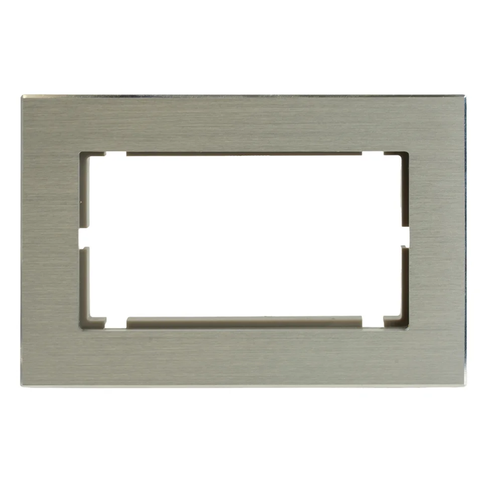 Рамка двухместная (без перемычки) STEKKER Катрин серебро металл (MFR00-7012-03)