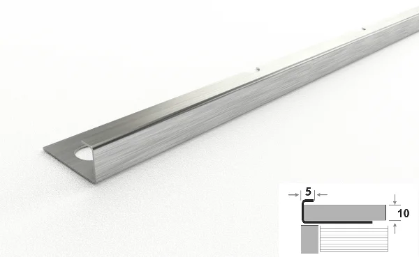 Профиль ЛУКА для кафеля К 10 внешний нержавеющая сталь 10мм матовый 2700 мм