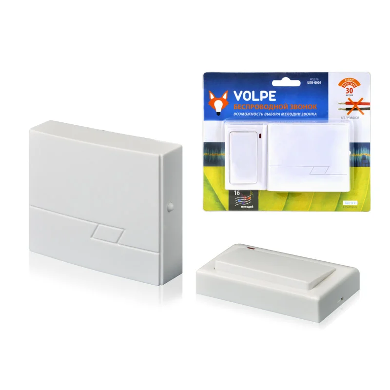 Звонок Volpe UDB-Q020 W-R1T1-16S-30M-WH беспроводной белый