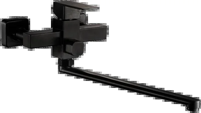 Смеситель HAIBA HB22803-7 для ванны с душевым гарнитуром, длинный излив, черный матовый
