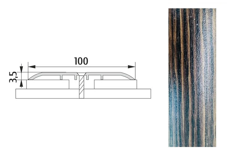 Порог АПС 012 алюминиевый 2700*100*3,5 мм одноуровневый (25 дуб мокко)