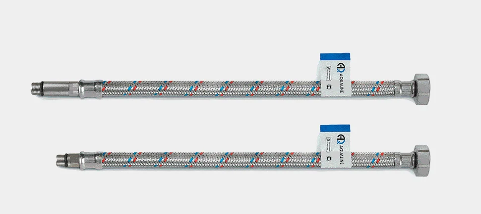 Подводка гибкая для смесителя 80 см (2 шт.) стальная гайка (AQUALINE 25)