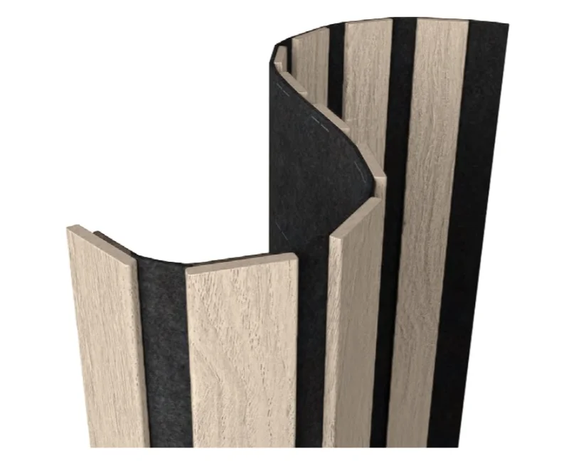 Панель акустическая гибкая ARTIVA flex №2, черный войлок, 2750х600х9мм, рейки МДФ 40х6мм, ясень кристалл