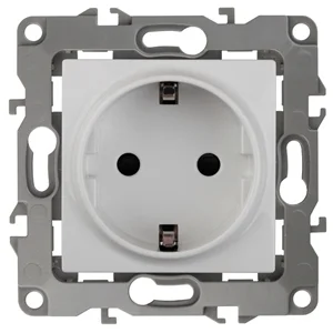Розетка 1-местная СП Эра12 2P+E Schuko с заземлением, белый (16АХ-250В), арт. 12-2101-01