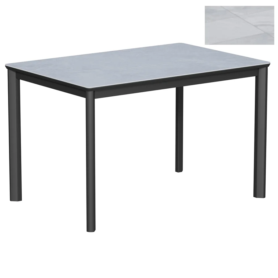 Стол Римини-1L 110х70 (+45) (царга Чёрный/лам.Феррагамо Грей) + нога №9 (черный)