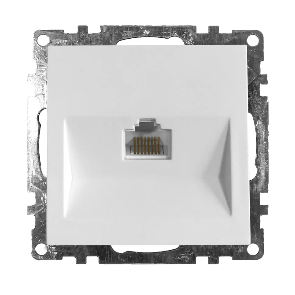 Розетка компьютерная 1-местная (механизм) СП Stekker Катрин RJ-45 (GLS00-7107-01) белый