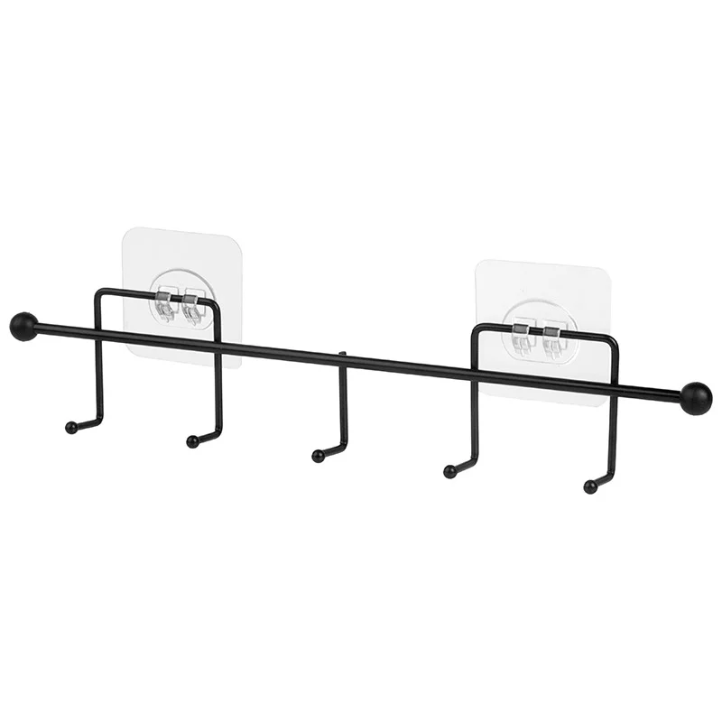 Вешалка с 5 крючками BLACK (крепление: самоклеящаяся основа)