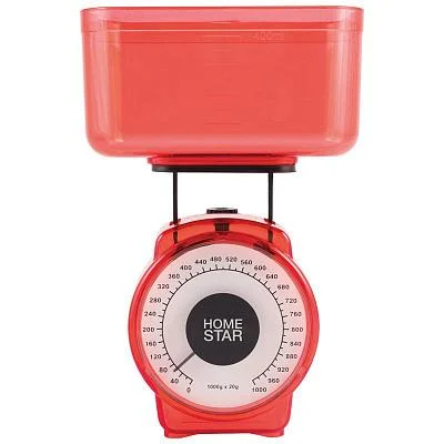 Весы кухонные механические HOMESTAR HS-3004М, 1 кг, цвет красный
