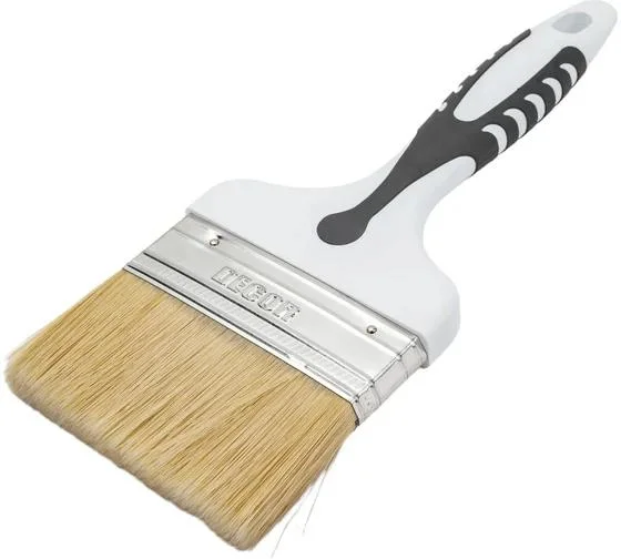 Кисть плоская 100мм, светлая смешанная щетина, DECOR Black White, универсальная, 2К ручка