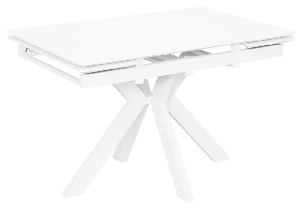 Стол Сумо-2С NEW размер 120х80 (+30+30) (царга Белый/МДФ+PVC Белый/White marble), +нога №125Q (белый)