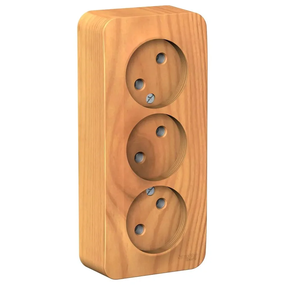 Розетка 3-м ОП Blanca 16А IP20 250В без заземления без защ. шторок с изолир. пластиной ясень SE BLNRA000315