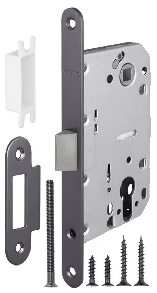 Замок дверной под цилиндр с пластиковым язычком FUARO PLASTP85C-50 GR графит