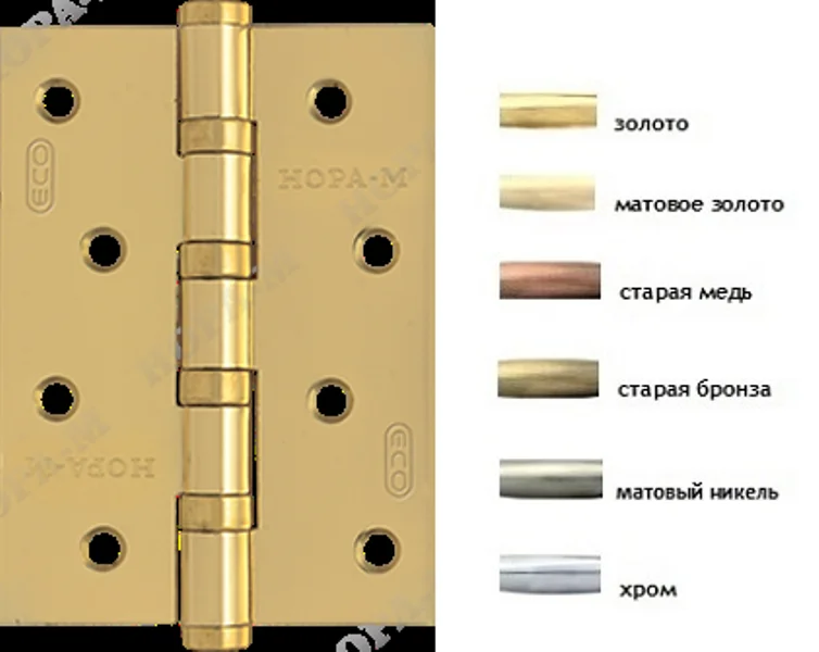 Петли НОРА-М универсальные 5"-4ВВ FHP-ECO AC старая медь 125х75х2,5 (2шт)