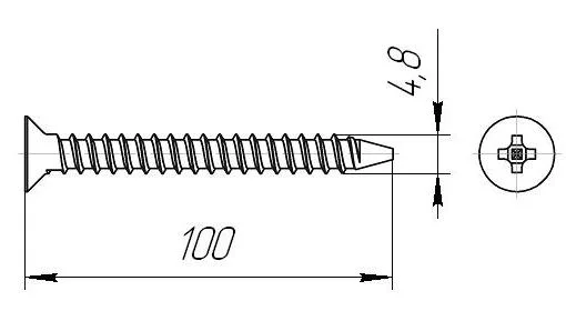 Саморезы пот/г гипс-дерево (крупная резьба) 4,8x100 оксид (уп 100шт) ведро №3