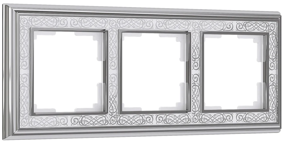 Рамка трехместная Werkel Palacio Gracia, хром/белый, WL77-Frame-03