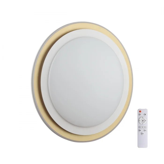 Светильник 7630/DL PALE SN 041 пластик/белый/золотистый LED 48Вт c ДУ 3000-6000К D410 IP43 пульт ДУ SETTA