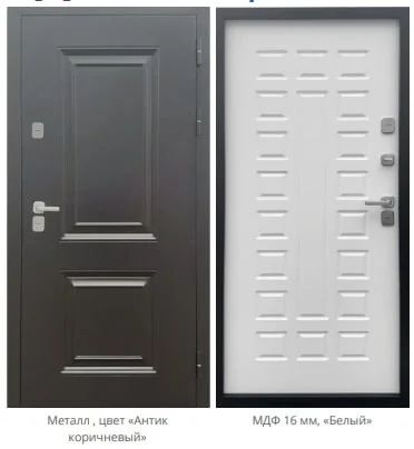 Дверь мет. СТАЛЬНЫЕ ДВЕРИ ТЕРМО 11 см (С1) 960х2050 "Л" Металл штамп антик темно-коричневый/ МДФ белый