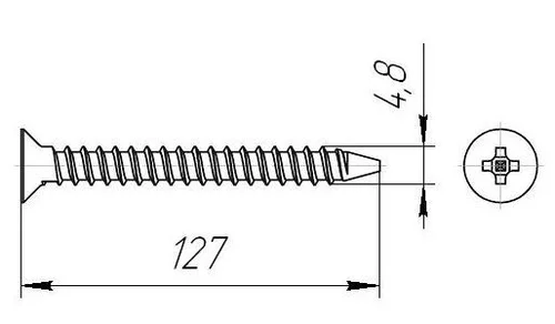 Саморезы пот/г гипс-дерево 4,8x127 оксид (16,5кг/1500шт) коробка/ФАСОВКА