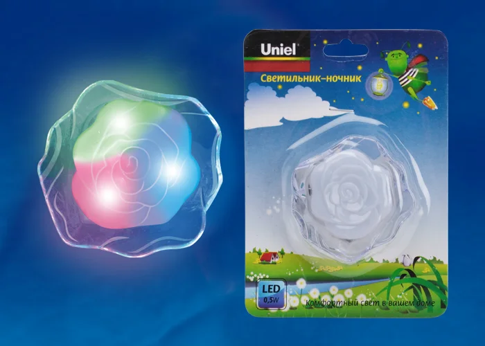 Светильник-ночник Uniel DTL-302 Роза/Pearl/4LED/0,5W