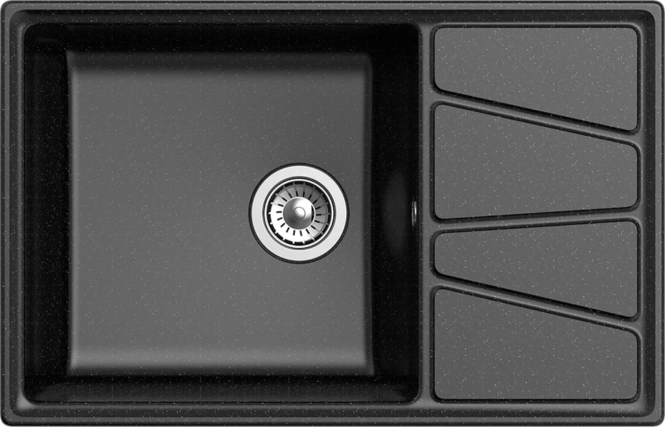 Мойка композитная GRANFEST VERTEX GF-V-780L с крылом, цвет черный