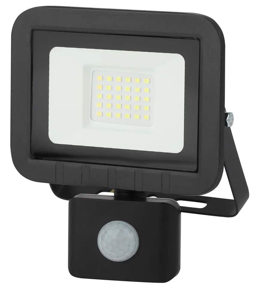 Прожектор светодиодный 30Вт 6500К 200-240V IP65 2400Лм 135х148х45мм черныйс датчиком движения регулируемый Китай ЭРА, LPR-041-2-65K-030*