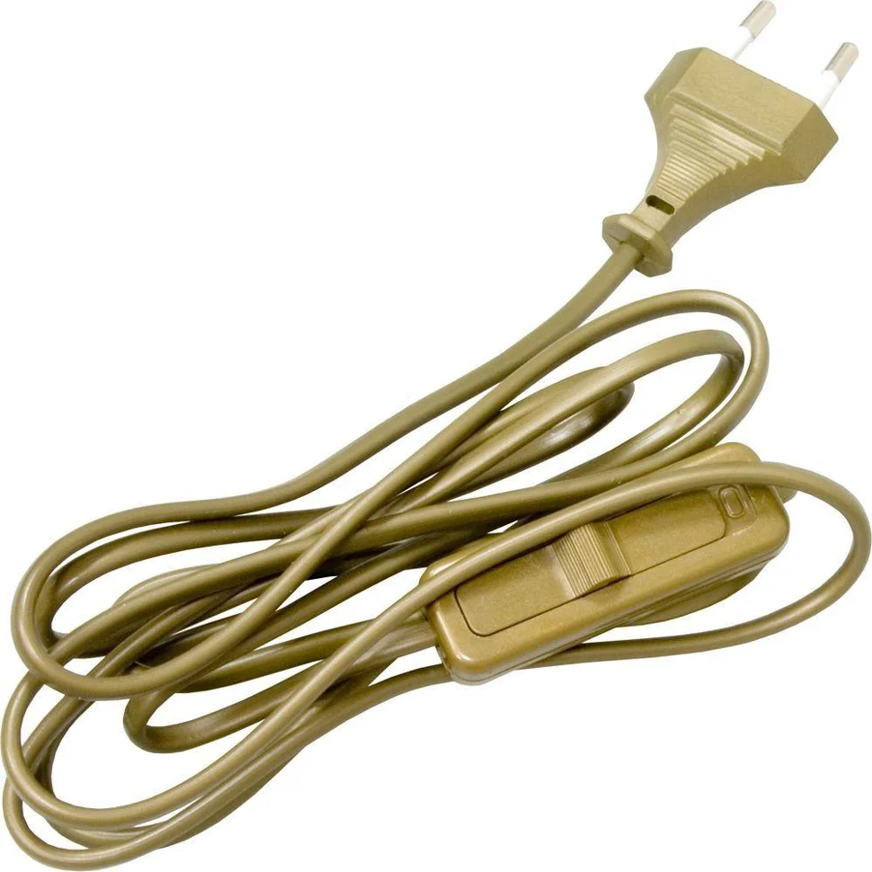 Шнур сетевой с выключателем 230V 1.9м золото, KF-HK-1 Feron*