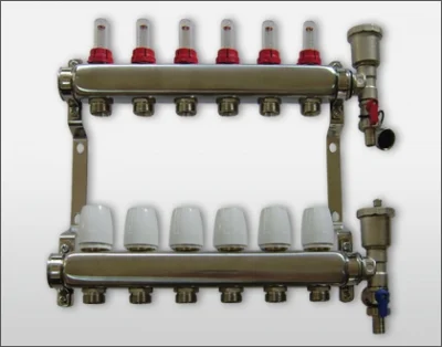 Группа коллекторная ALTSTREAM в сборе с расходомерами, дренажным краном и воздухоотводчиком (сталь) 1"x3/4"x4