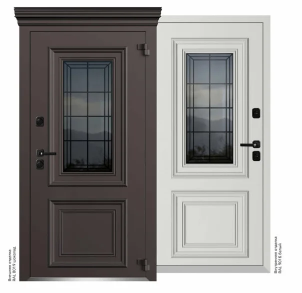 Дверь мет. REGIDOORS Исландия 960х2050 "Пр" RAL 8019 шоколад/RAL 9016 белый