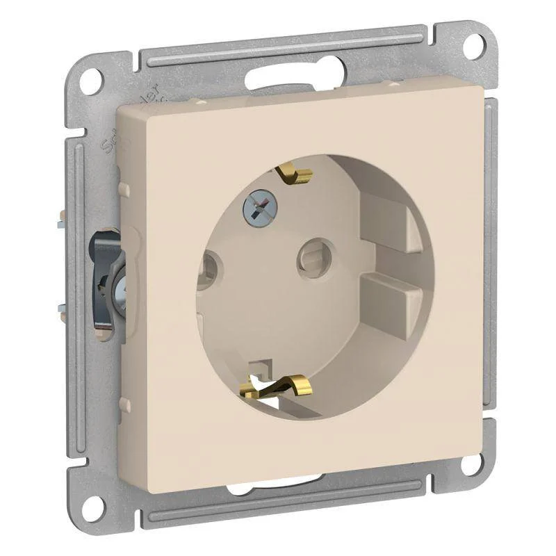 Механизм розетки 1-м СП AtlasDesign 16А IP20 с заземл. защ. шторки беж. ATN000245 Schneider Electric