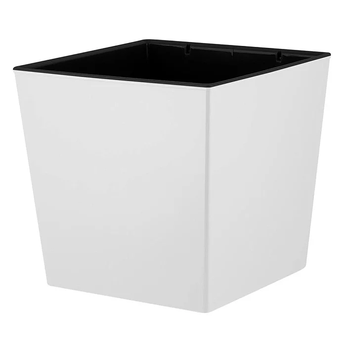 Горшок для цветов InGreen London CUBE 250х250х470мм 19,4л c дренаж. вставкой белоснежный жасмин