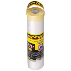 Пленка защитная с клейкой лентой STAYER "PROFI" МАСКЕР, HDPE, 10 мкм, 1,4 х 15 м