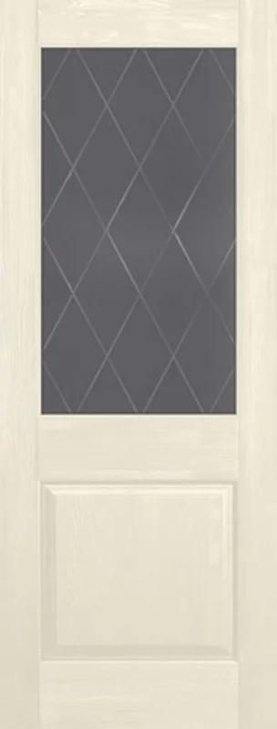 Дверь ОКА "Элегия" стекло графит слоновая кость 80 (браш массив сосны)