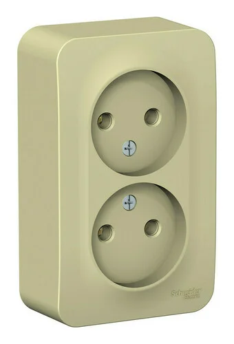Розетка 2-м ОП Blanca 16А IP20 250В без заземл. без защ. шторок с изолир. пластиной беж. SE BLNRA000217