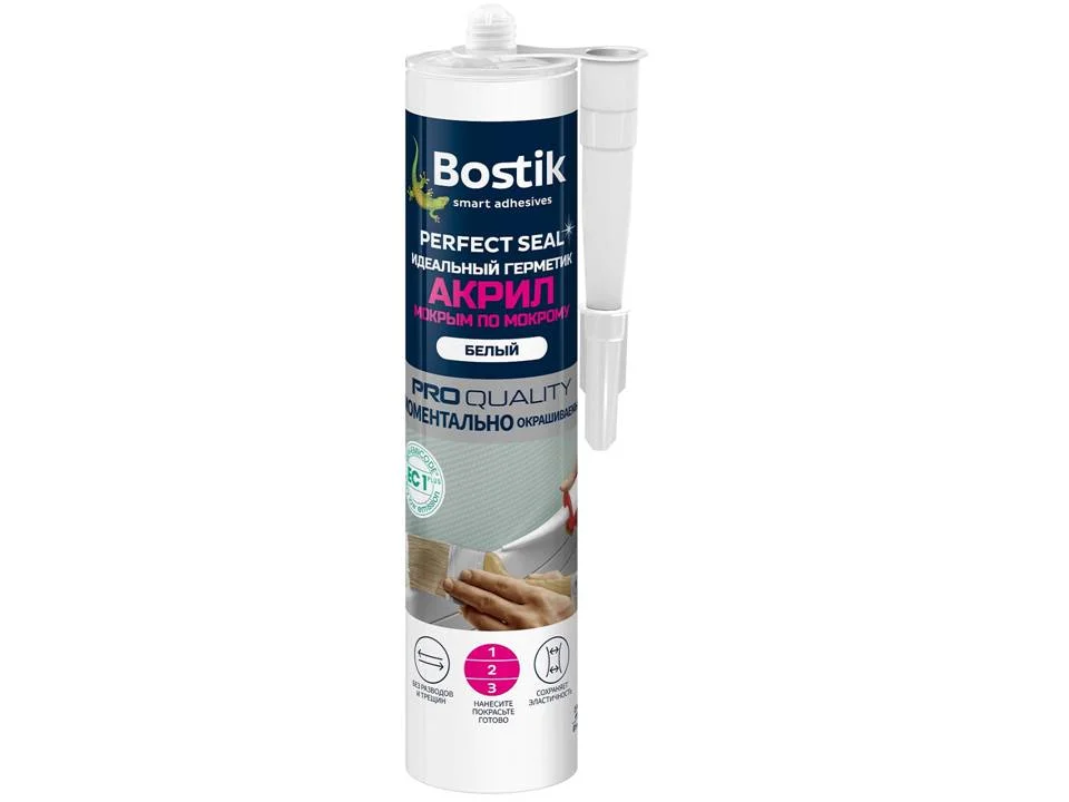 Герметик акриловый BOSTIK Perfect Seal Мокрым по мокрому белый 300мл (Т-ра перевозки не ниже -15град)