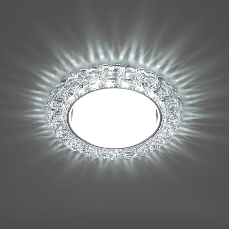 Светильник точечный Feron CD4045 со светодиодной подсветкой 20LED*2835 SMD 6400K, 15W GX53, прозрачный, хром, с драйвером
