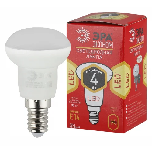 Лампа светодиодная 4W E14 220V 2700K (желтый) Рефлектор(R39) ЭРА R39-4w-827-E14 ECO эконом