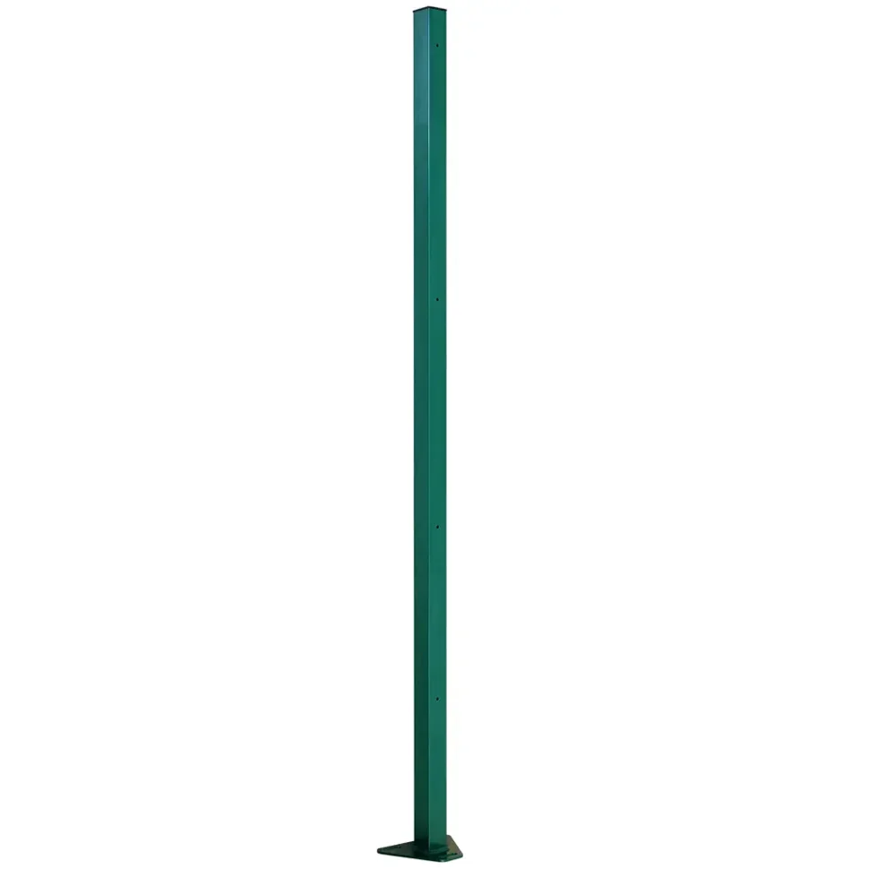 Столб PE RAL 6005 62*55*2065мм с треугольным фланцем, 4 отверстия (толщ. 1,4мм)