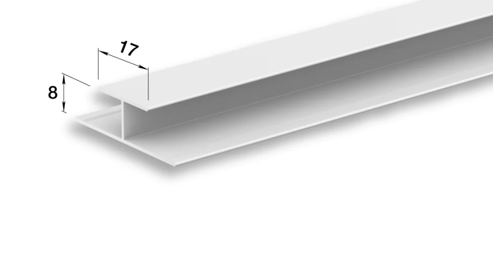 Профиль ПВХ белый, стыковочный 8мм, 3м Идеал Ламина, 001
