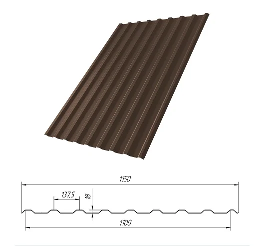 Профнастил С-20(Тип), 0.5 мм, Velur X RR ** 1.15 * м2