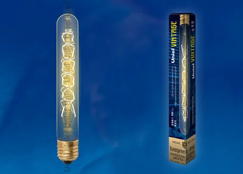 Лампа накаливания 60W E27 220V 300Лм Цилиндр прозрачный Винтаж Uniel IL-V-L28A-60/GOLDEN CW01