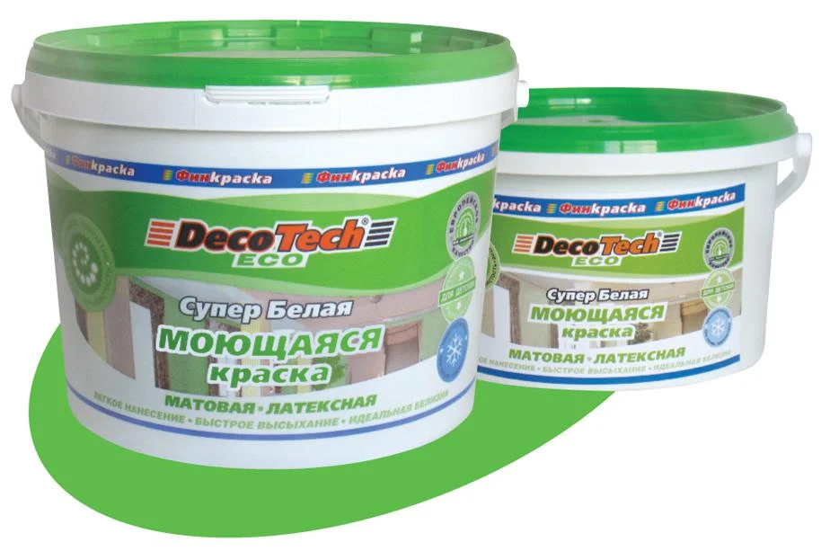 Краска ВД интерьерная моющаяся латексная матовая DecoTech Eco 14кг