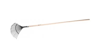 Грабли веерные 22 круглых зубца GRINDA GP-22R, 400 х 260 х 1500 мм, стальная рабочая часть, черенок из дерева высшего сорта