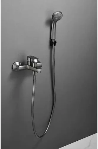 Смеситель HAIBA HB60719-3 для ванны с душевым гарнитуром, короткий излив, оружейная сталь