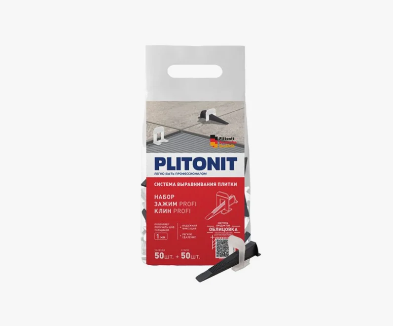 Набор PLITONIT SVP-PROFI, клин + зажим 1 мм, 50 + 50 шт