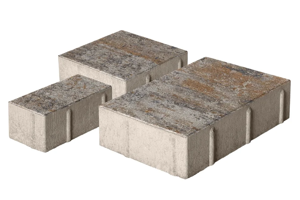 Плитка тротуарная Новый город Песчаник (3 элем.80*160*60, 160*160*60, 240*160*60) Color mix верхний прокрас, белый цемент СИЯН (8,294м2/поддон)