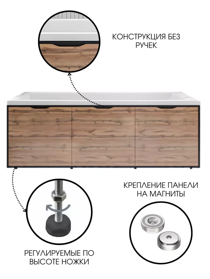 Экран фронтальный 1МАРКА для ванны 180 Grunge Loft Дуб вотан