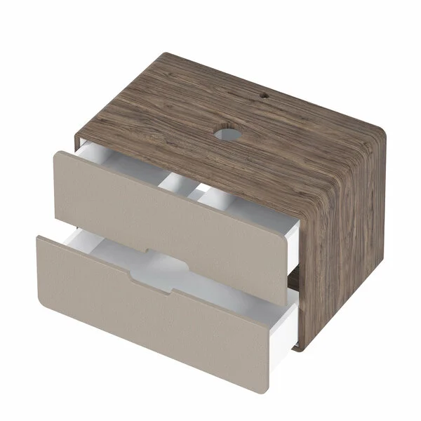 Комплект 1МАРКА: тумба Vortex 800х500х500П (2 ящ.) орех каньон коньяк/латте фактурный